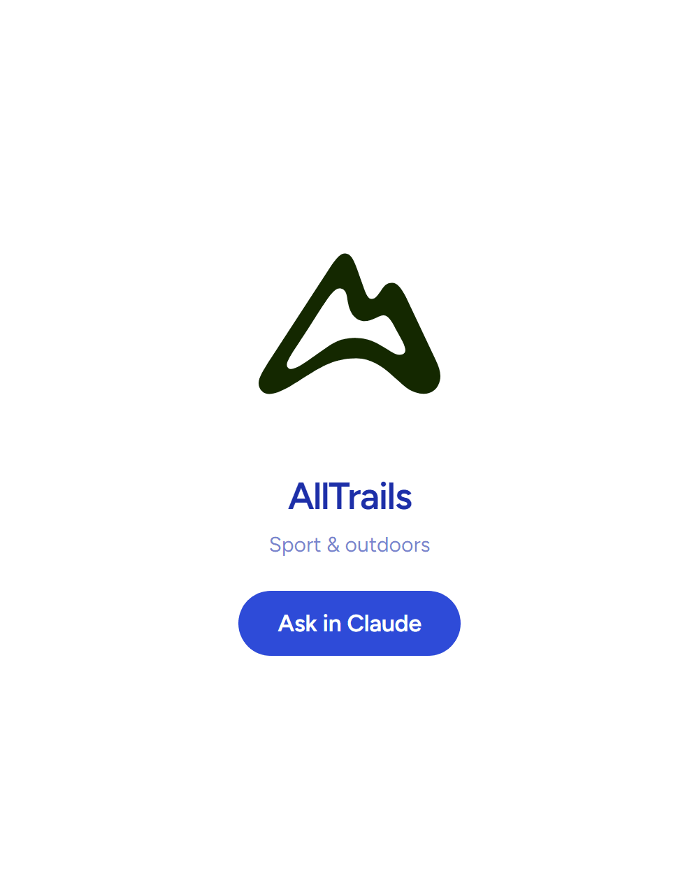 AllTrails: Sport & outdoors. Answering inside Claude. See the board row.