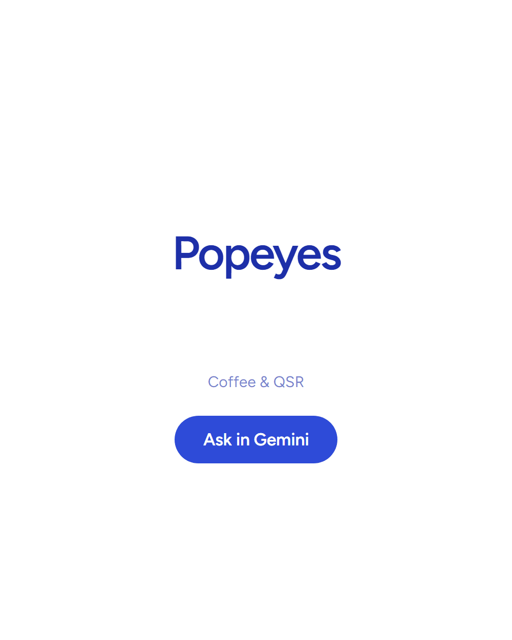 Popeyes: Coffee & QSR. Answering inside Gemini. See the board row.