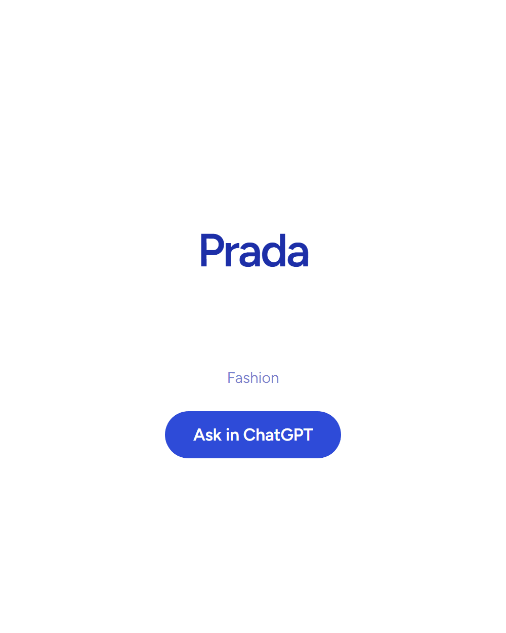 Prada: Fashion. Answering inside ChatGPT. See the board row.
