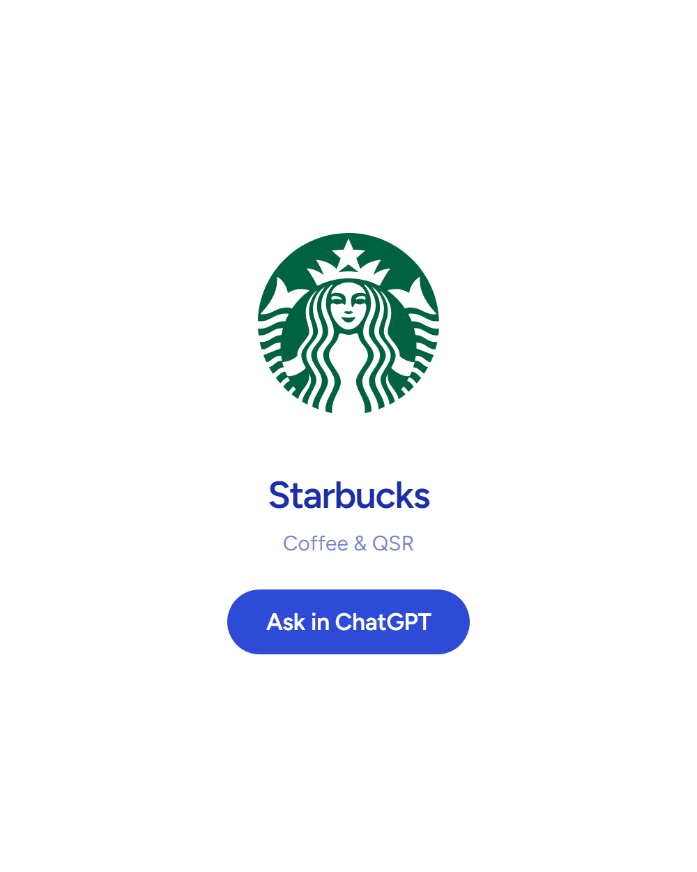 Starbucks: Coffee & QSR. Answering inside ChatGPT. See the board row.