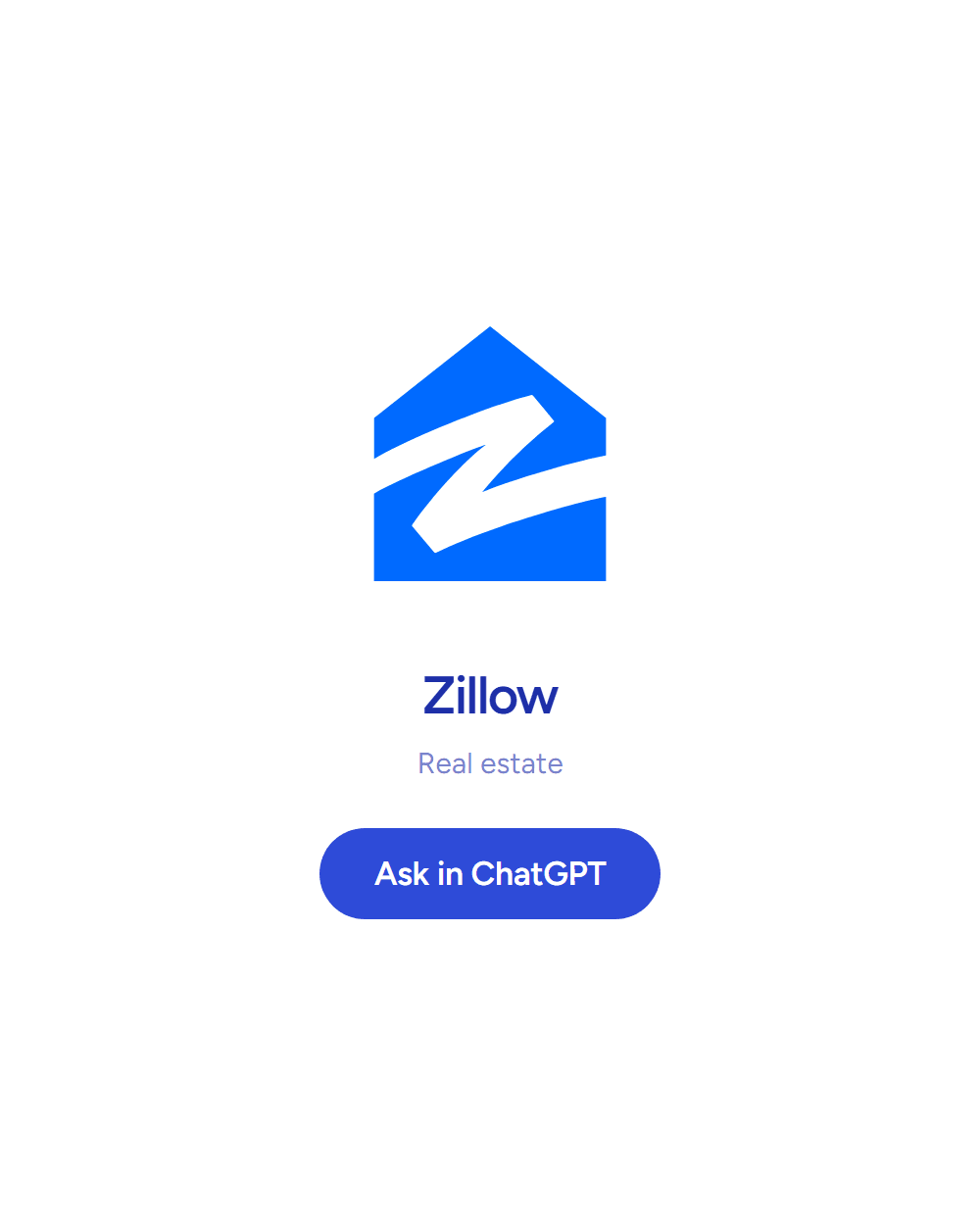 Zillow: Real estate. Answering inside ChatGPT. See the board row.